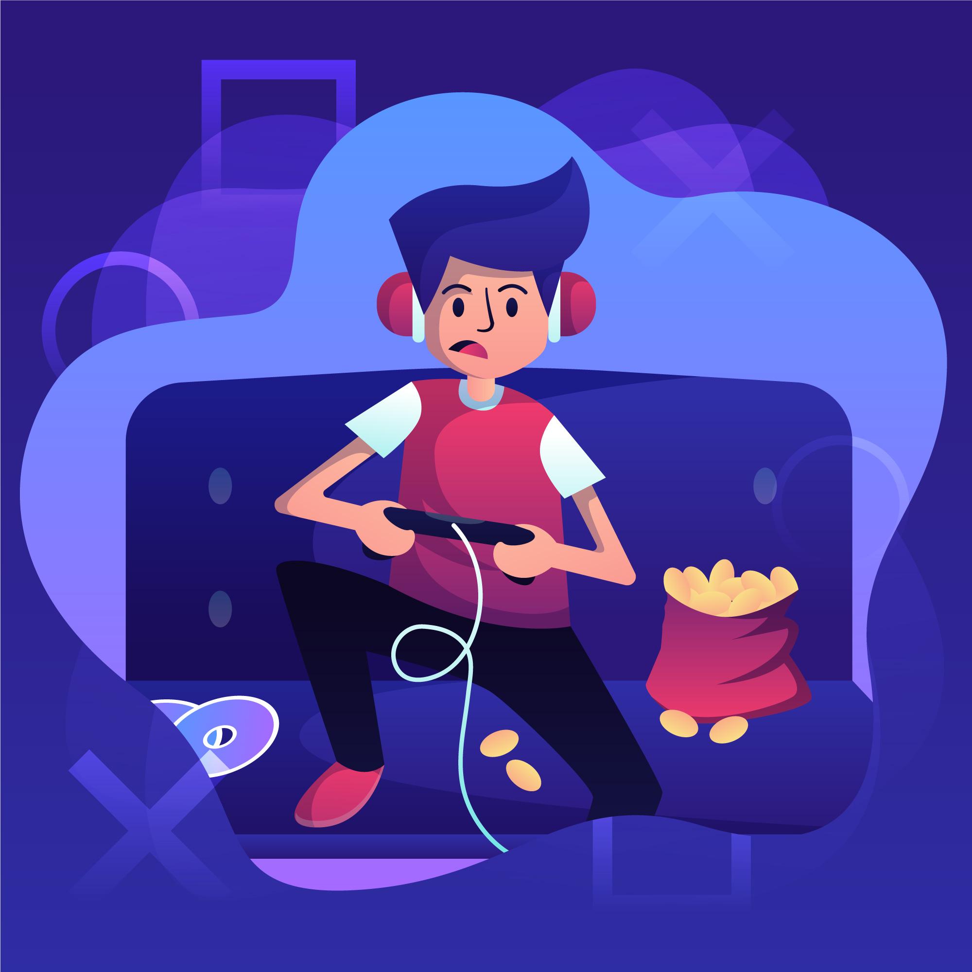 Ilustración de juegos en línea